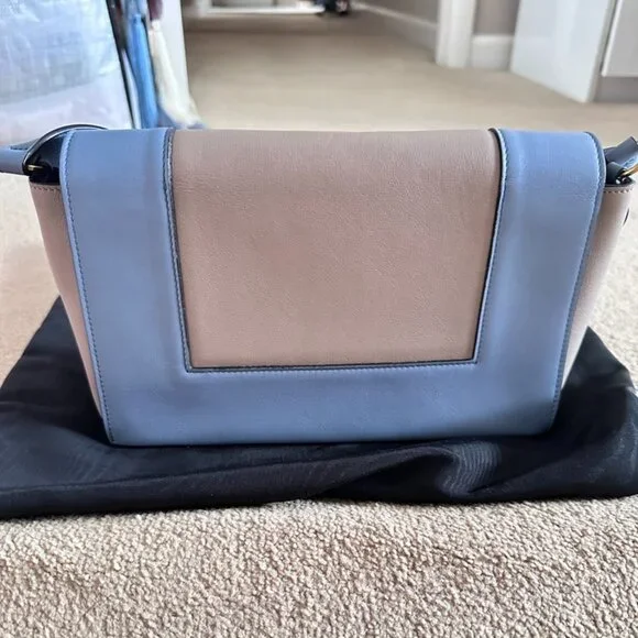 CELINE Frame Bag Shoulder Bag Calfskin Leather Blue/Beige - Picture 1 of 3